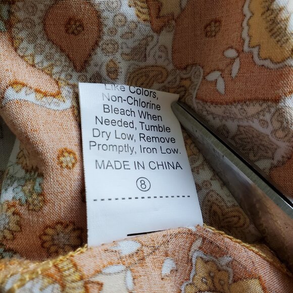 Cottage Core Peasant Boho Tunic Top Blouse Womens L Elephant Flowers Autumn Fall - Picture 16 of 16